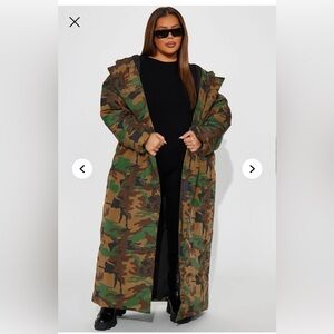 NWT Fashion Nova Camouflage Plus Size Puffer Coat Size 1X